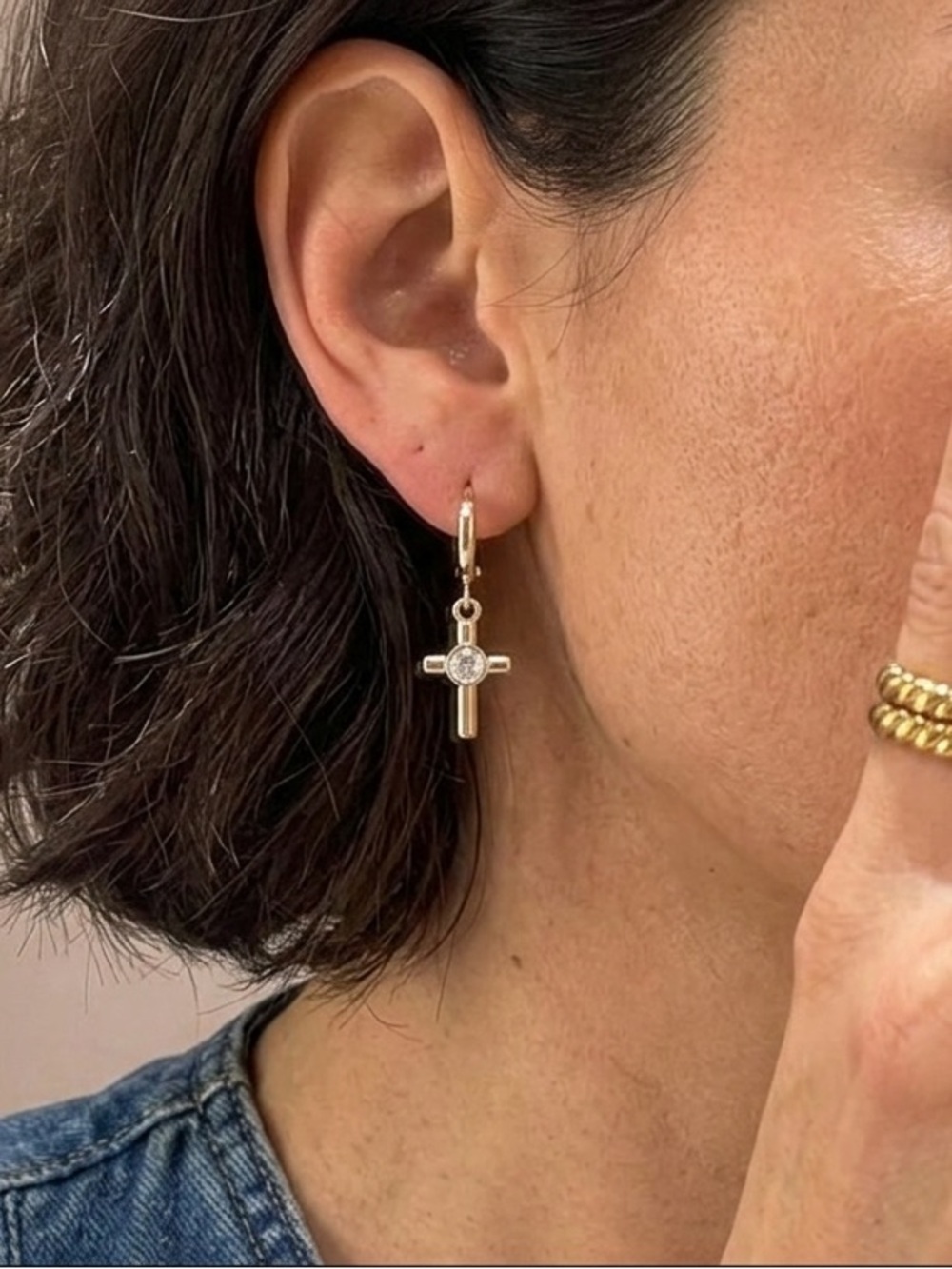 Cross Hoops Earrings